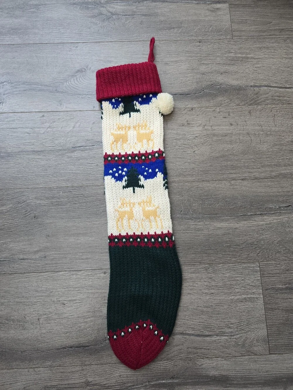 Reindeer Wool Christmas Stocking Cabincore Cottagecore Farmhouse